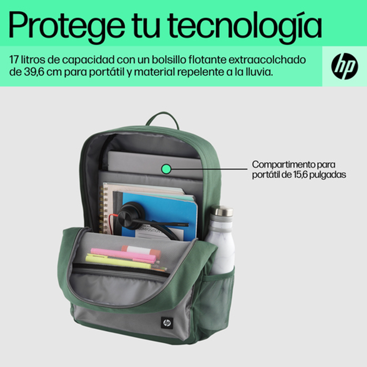 Mochila para portátil HP 7J595AA 15,6" Verde - vista 11