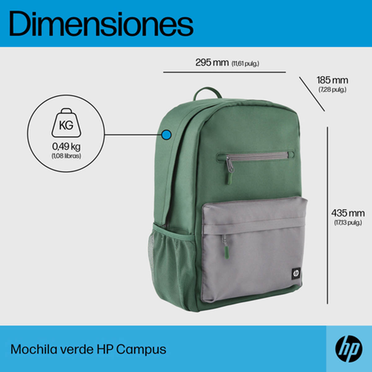 Mochila para portátil HP 7J595AA 15,6" Verde - vista 13