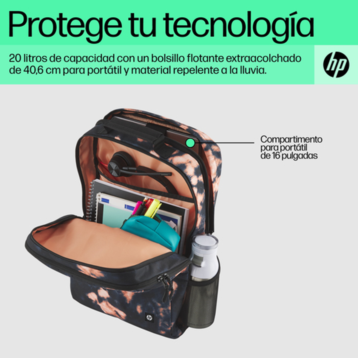 Mochila para portátil HP 7K0E3AA 16,1" Multicolor - vista 13