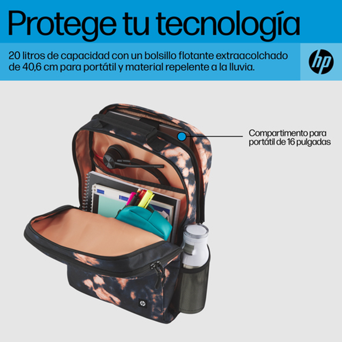 Mochila para portátil HP 7K0E3AA 16,1" Multicolor - vista 14
