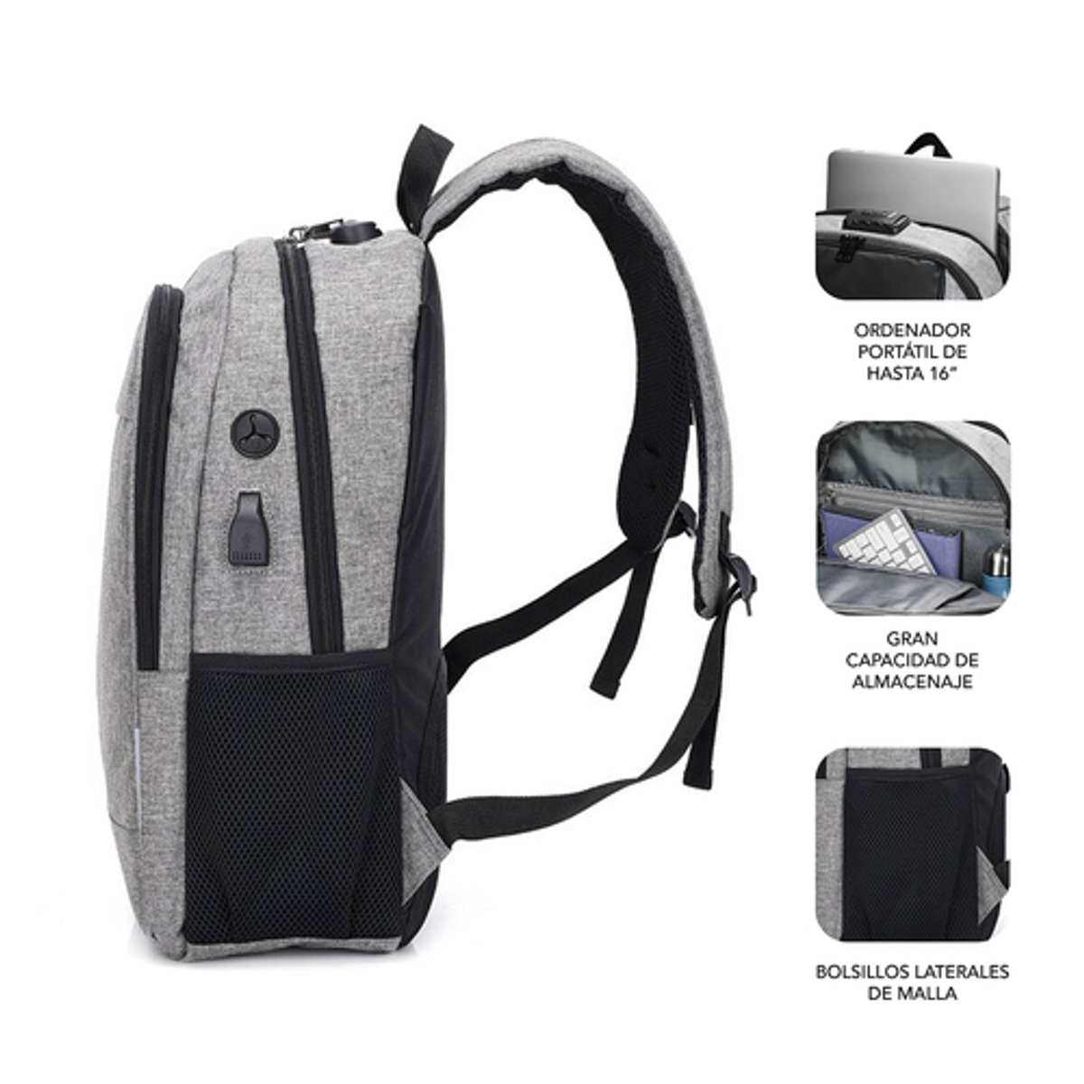 Mochila para portátil Subblim SUB-BP-1UL0001 16" Gris - vista 4