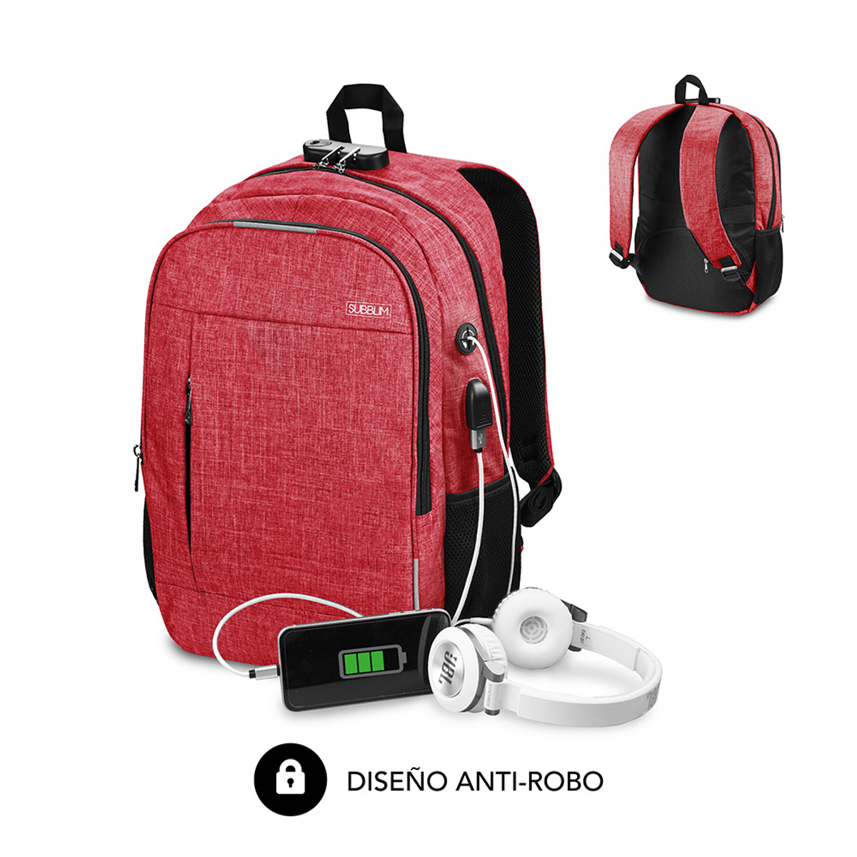 Mochila para portátil Subblim SUB-BP-1UL0002 16" Rojo