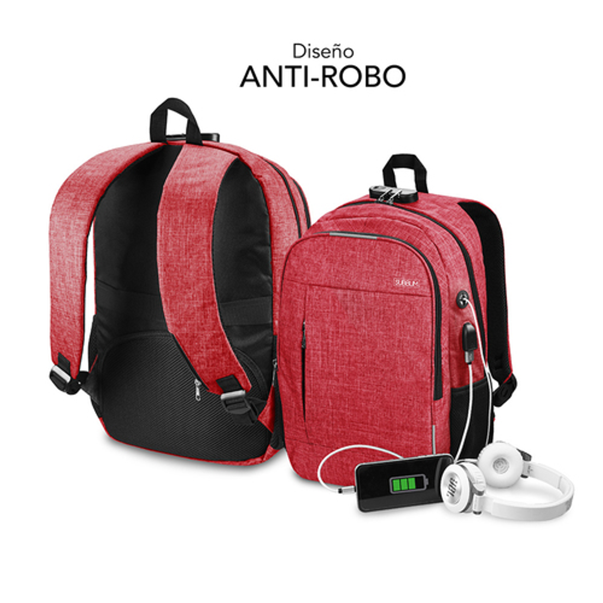 Mochila para portátil Subblim SUB-BP-1UL0002 16" Rojo - vista 5