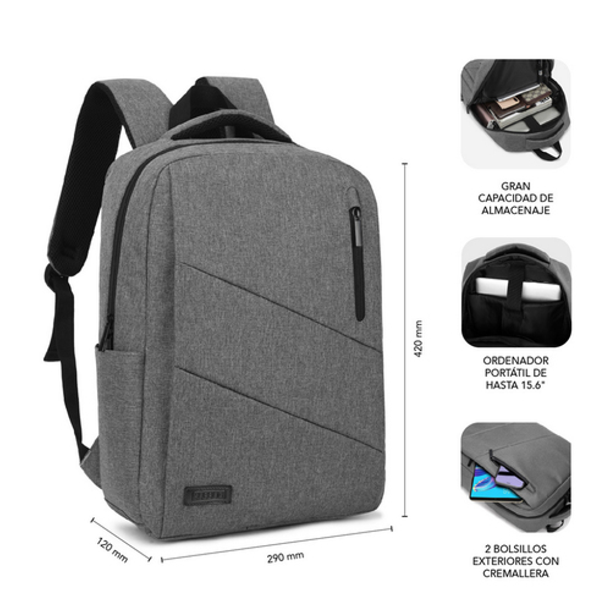 Mochila para portátil Subblim SUB-BP-2BL2000 15,6" Gris - vista 8