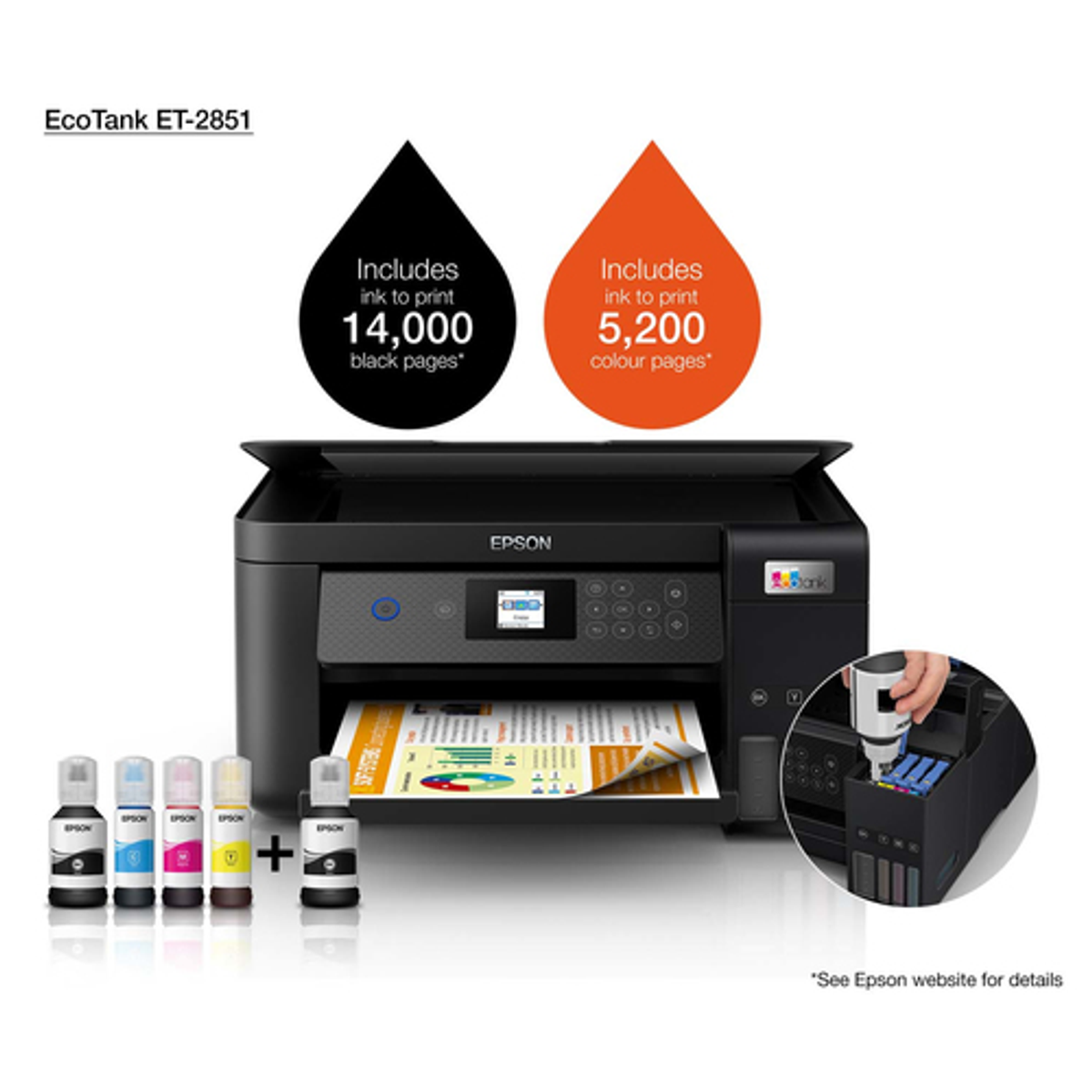 Impresora multifunción Epson EcoTank ET-2851 Inyección de tinta Monocromo - vista 16