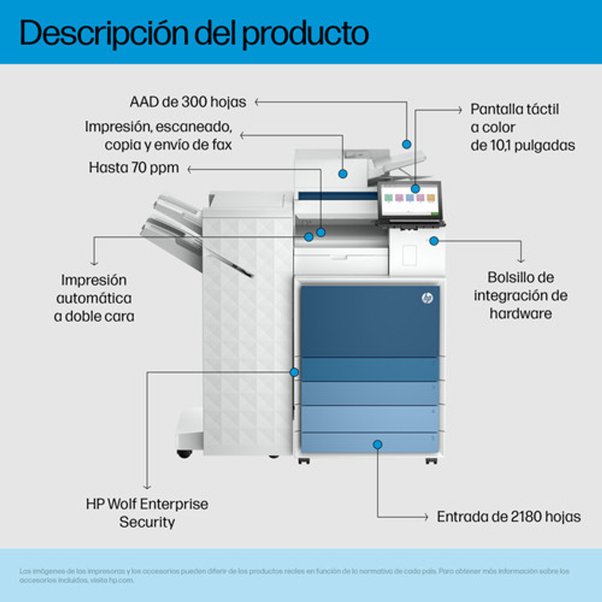 Impresora multifunción HP LaserJet Enterprise Flow 8601z Monocromo A3 AQ1E3A#B19 - vista 2