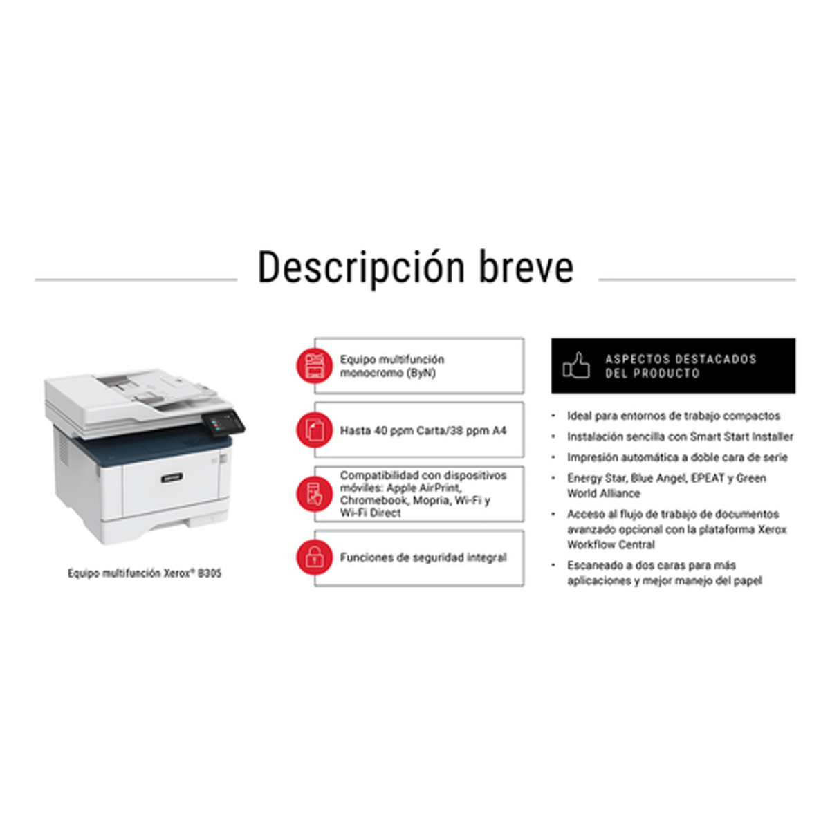 Impresora multifunción Xerox B305 Láser Monocromo - vista 11