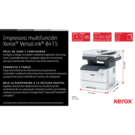 Impresora multifunción Xerox VersaLink B415V_DN Láser Monocromo - vista 19
