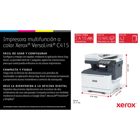 Impresora multifunción Xerox VERSALINK C415 Láser Color - vista 12