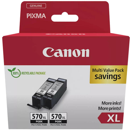 Pack de 2 cartuchos de tinta Canon PGI-570XL PGBK negros originales 0318C007, con embalaje