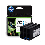 Pack 3 Tintas HP 712 3ED77A Cian Original, 29 ml