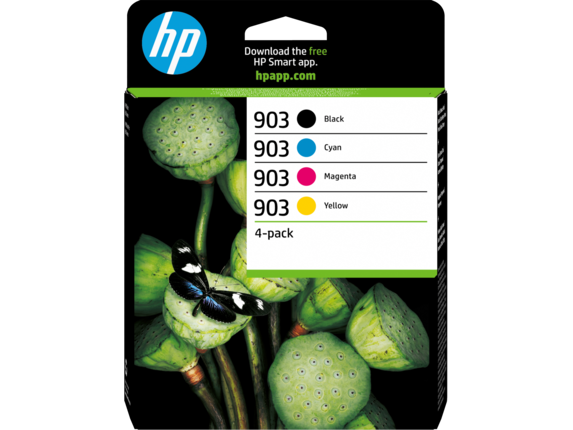 Pack original HP 903 con cuatro cartuchos: negro, cian, magenta y amarillo