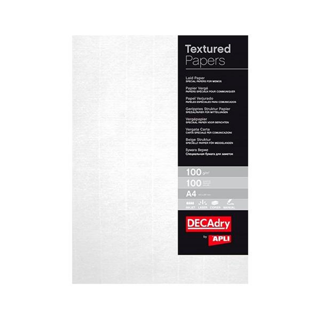 Papel Apli Bl.100h Verjurado 100g A4 Blanco