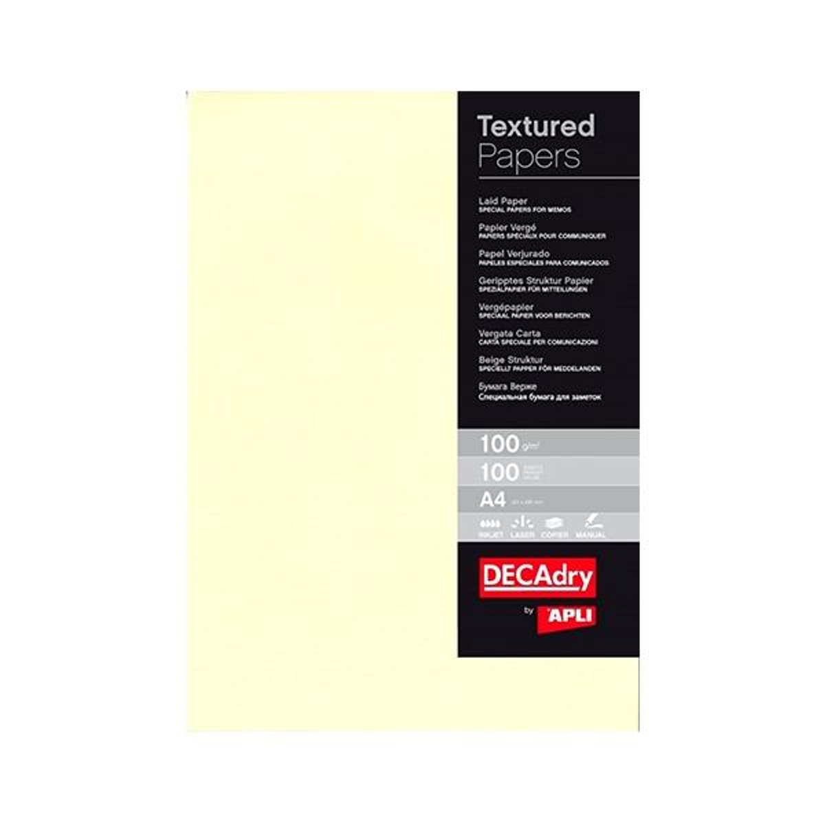 Papel Apli Bl.100h Verjurado 100g A4 Crema
