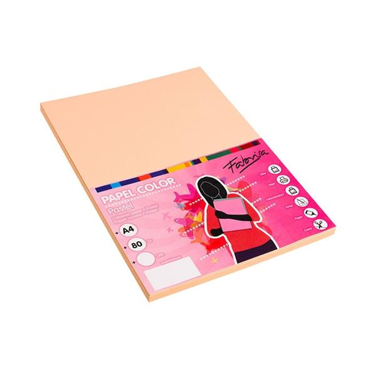 Papel de color Fabrisa Paq.100h 80g A4 Crema