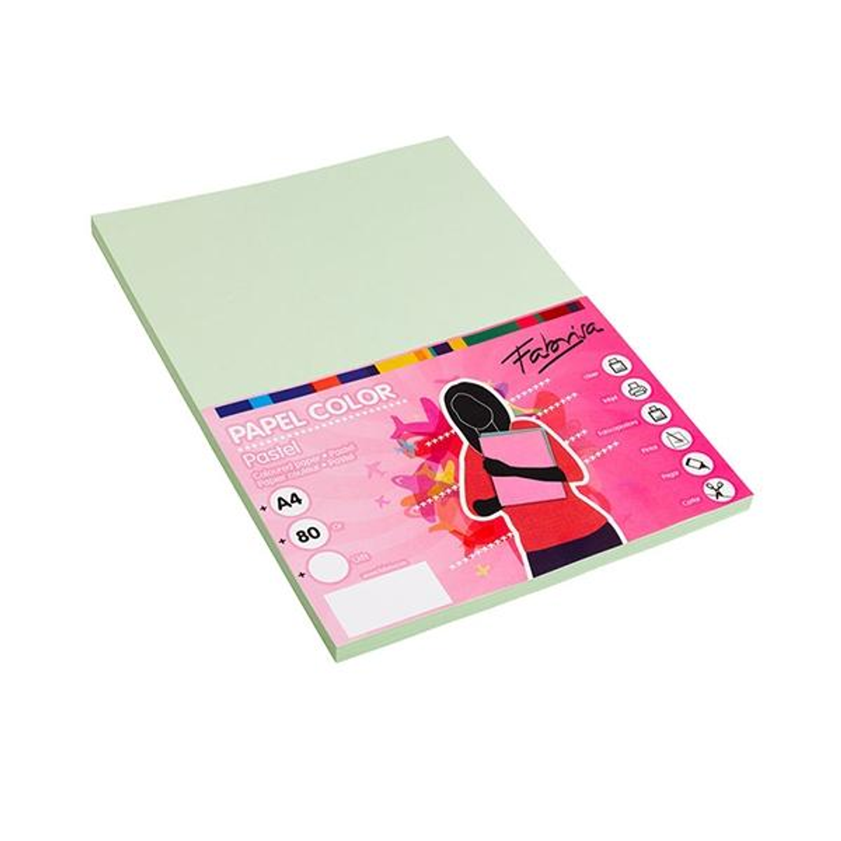 Papel de color Fabrisa Paq.100h 80g A4 Verde Laguna