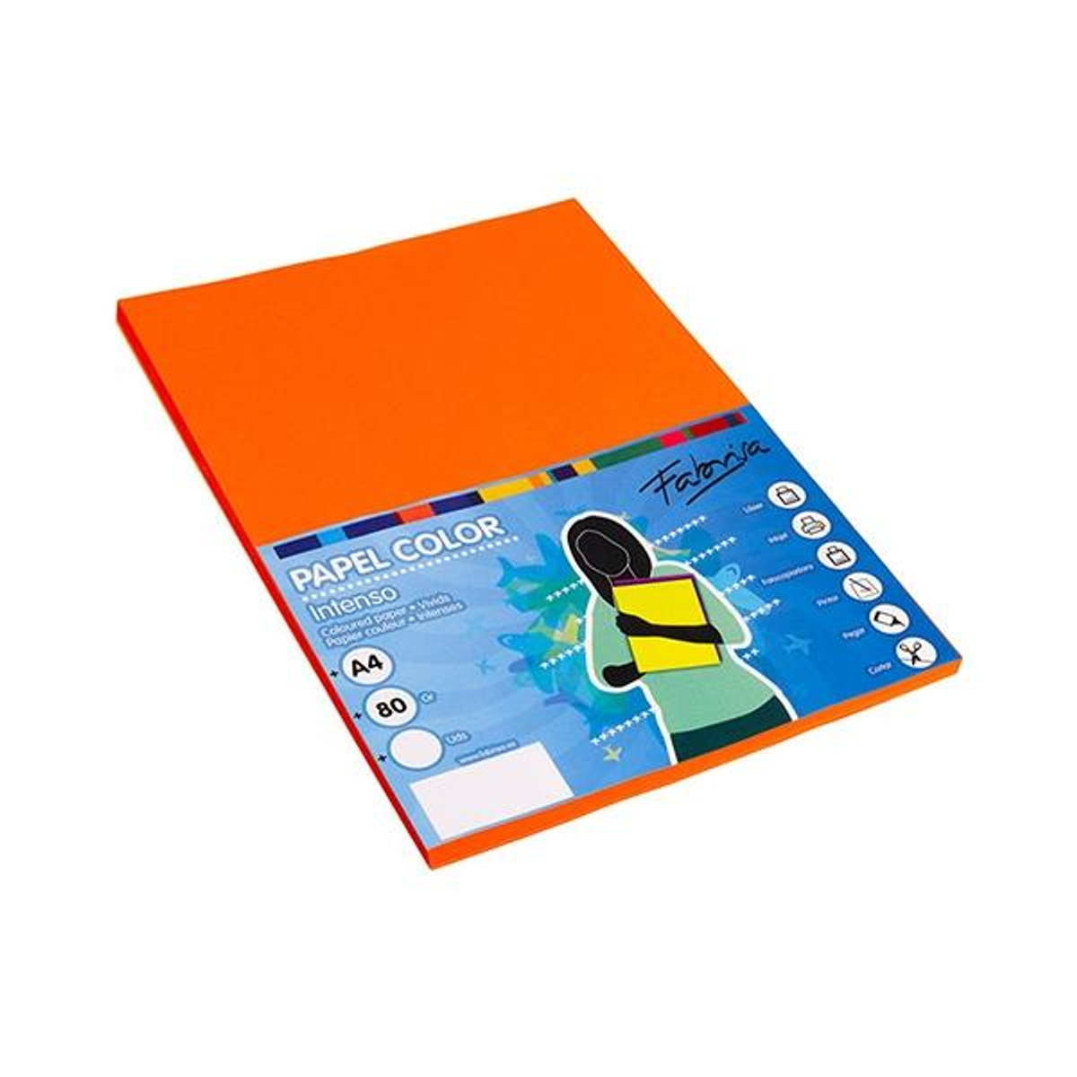 Papel de color Fabrisa Paq.100h 80g A4 Naranja Azafran