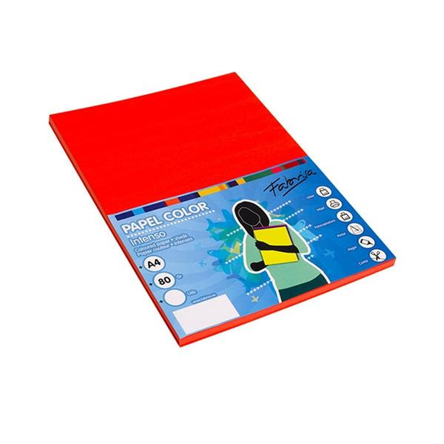 Papel de color Fabrisa Paq.100h 80g A4 Rojo