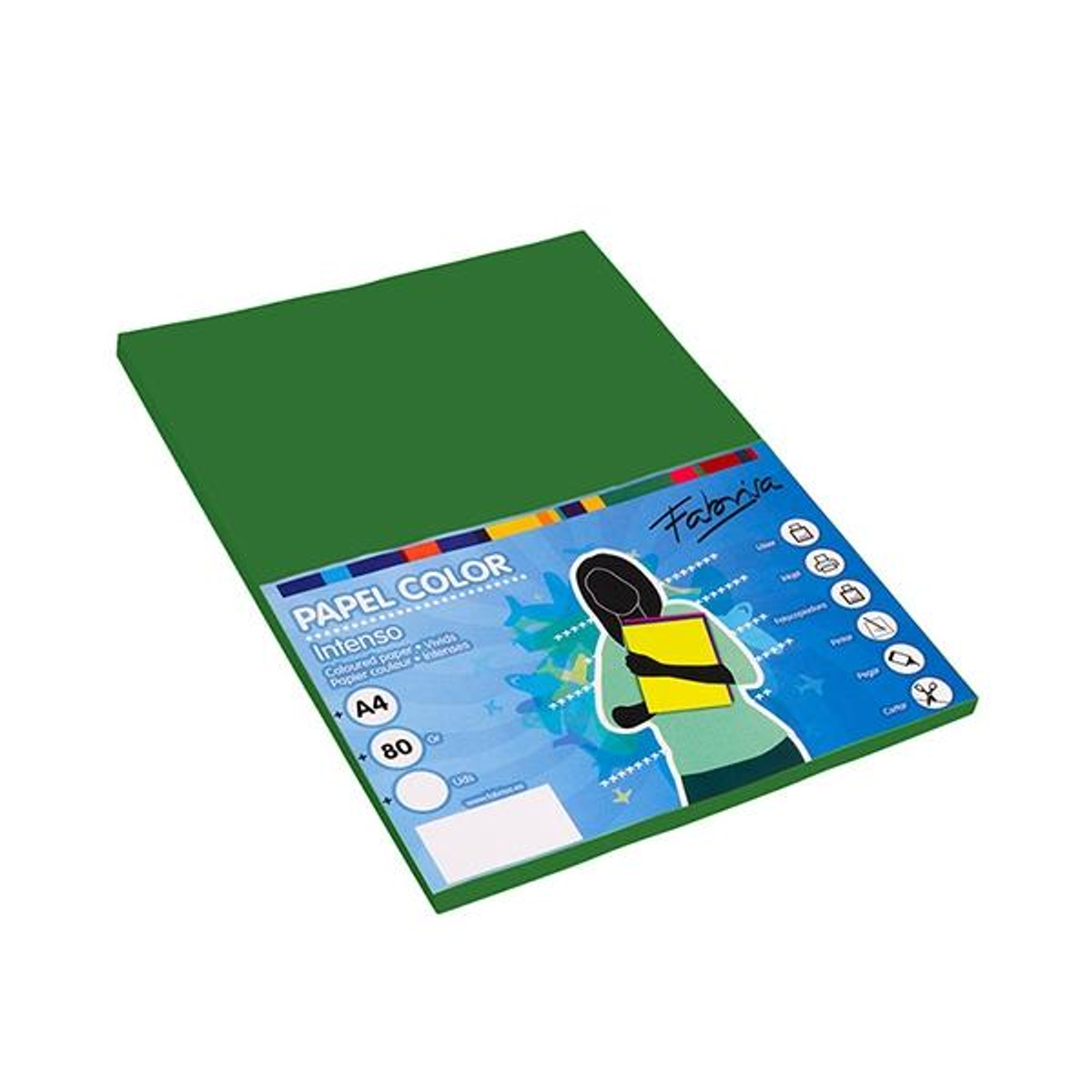 Papel de color Fabrisa Paq.500h 80g A4 Verde Oscuro