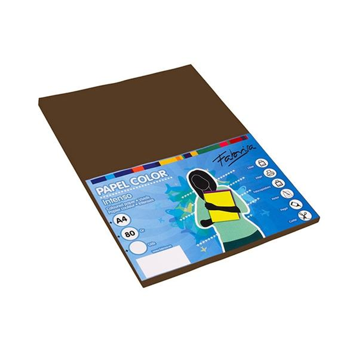 Papel de color Fabrisa Paq.100h 80g A4 Marron