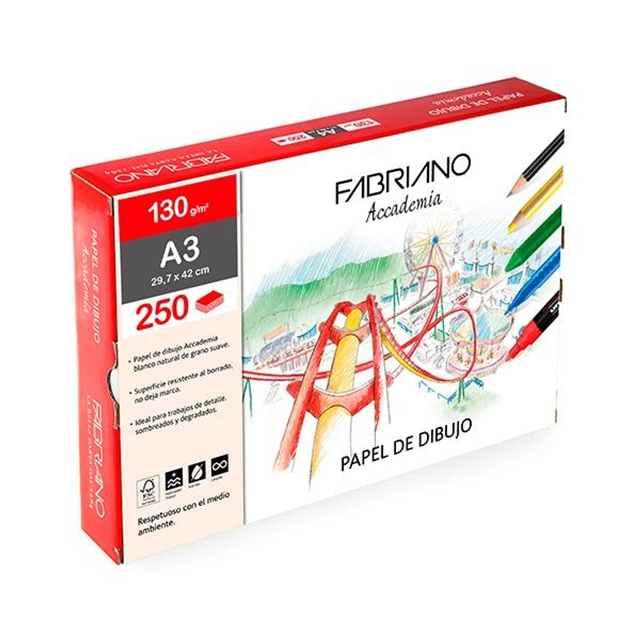 Papel de dibujo Fabriano C.250 Laminas Dibujo 130G A4