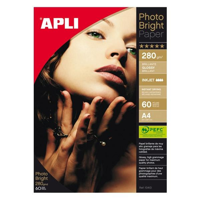 Papel fotográfico Apli Paq.60h Photo Bright Pro Glossy 280g A4