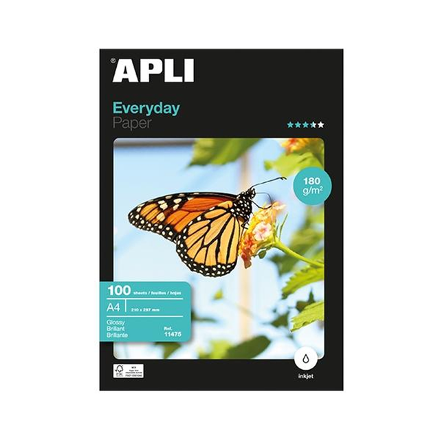 Papel fotográfico Apli Paq.100h Everyday 180g A4