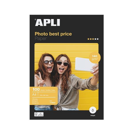 Papel fotográfico Apli Paq.100h Best Price Glossy 140g A4