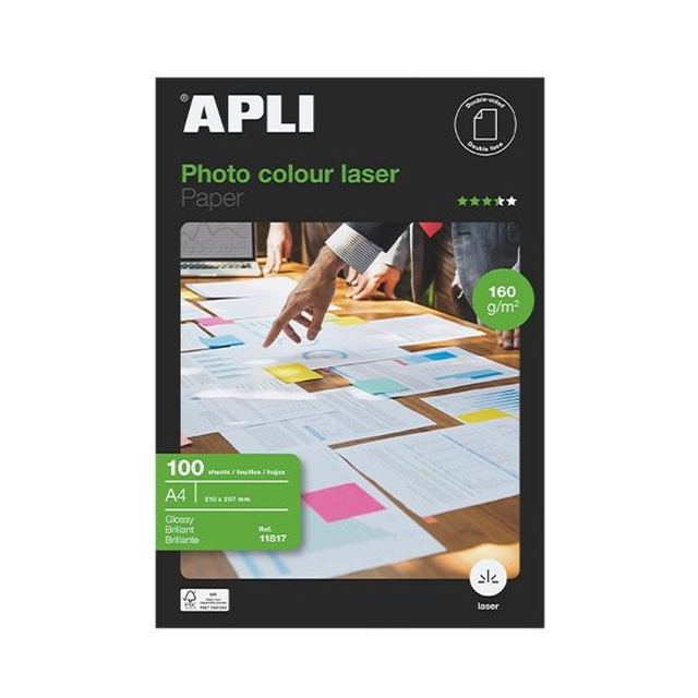 Papel fotográfico Apli Paq.100h Laser Glossy Doble Cara 160g A4