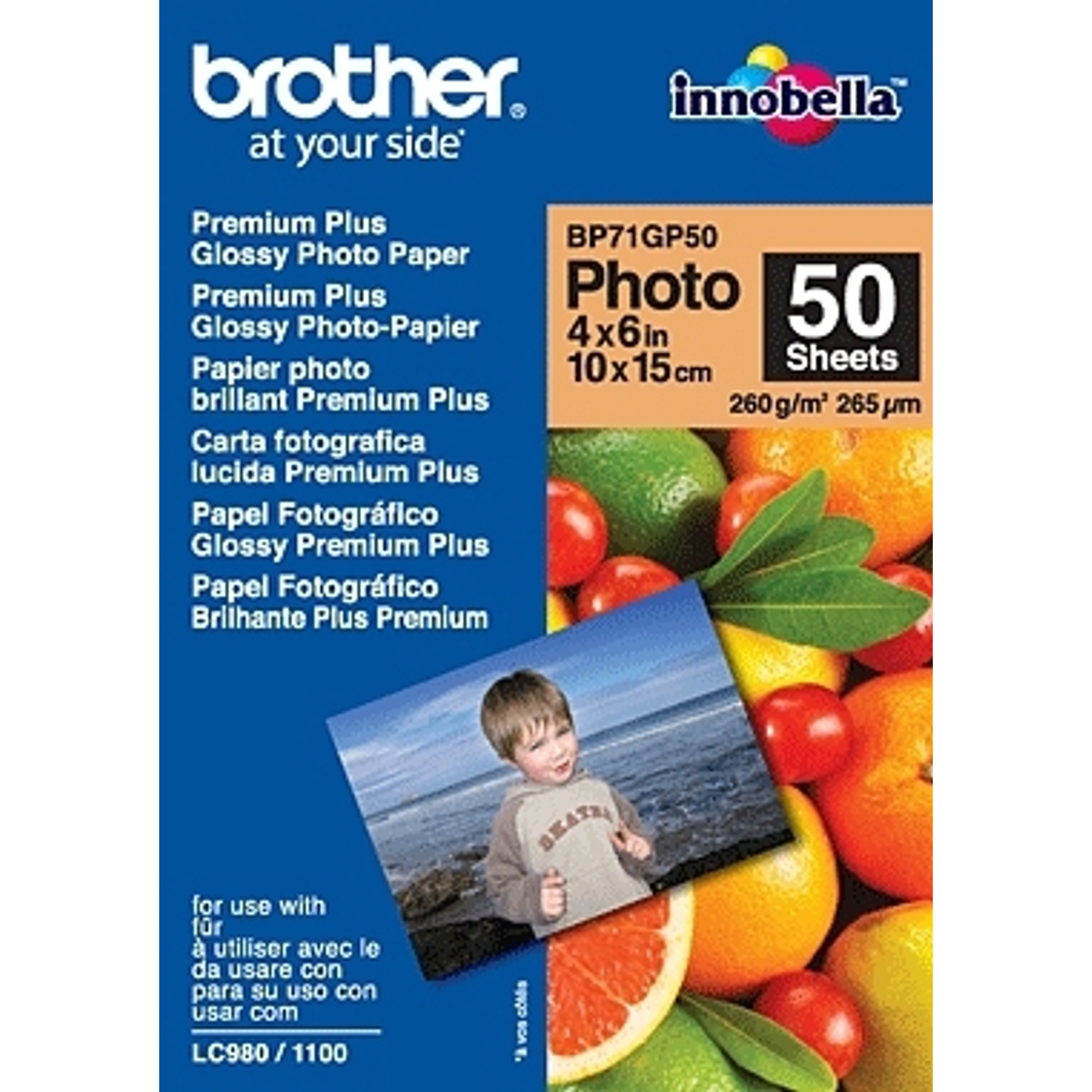 Papel fotográfico Brother Papel Inkjet Glossy 10x15 50h 260g/m2