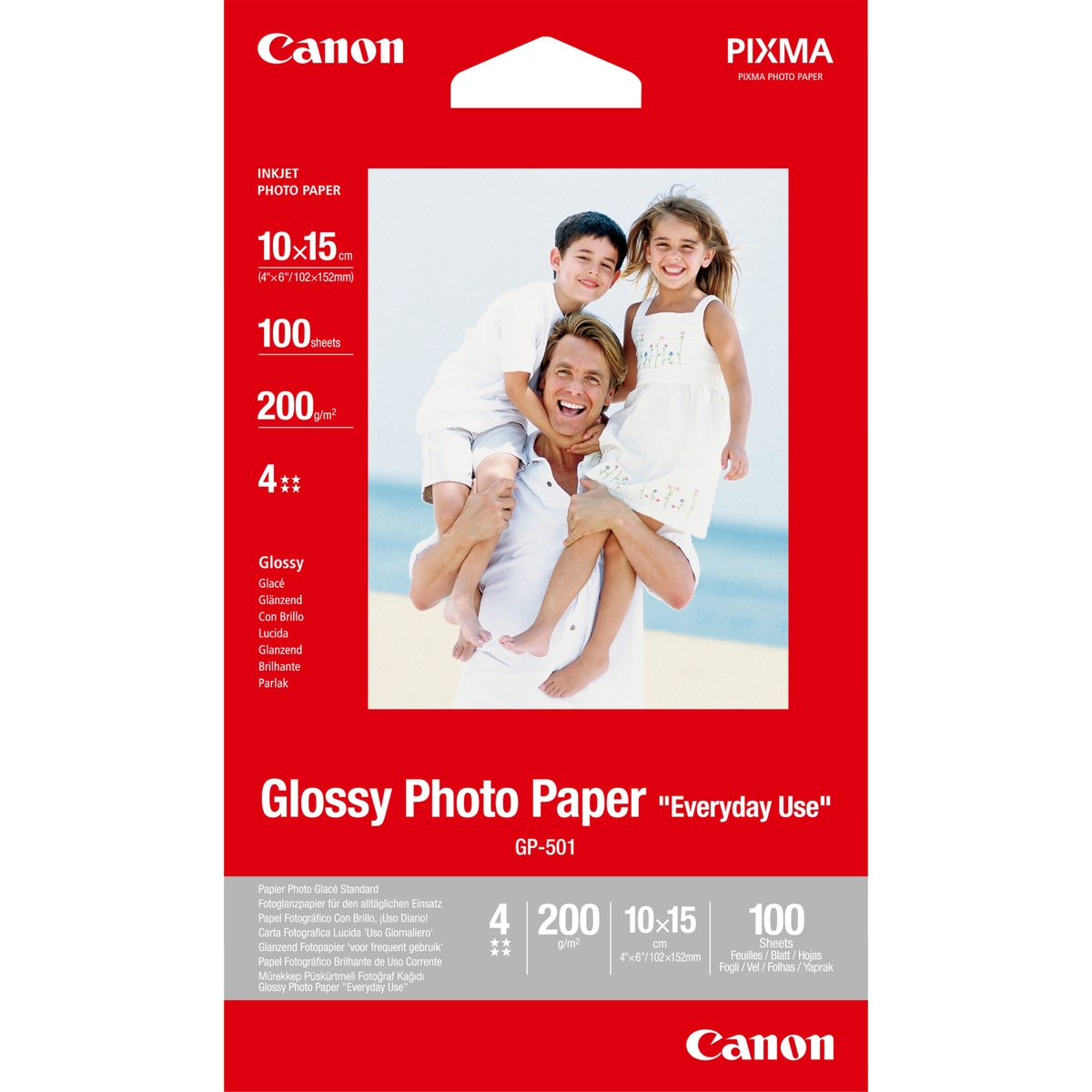 Papel fotográfico Canon Papel Brillante Fotográfico. 100 Hojas. 10x15cm. 170g