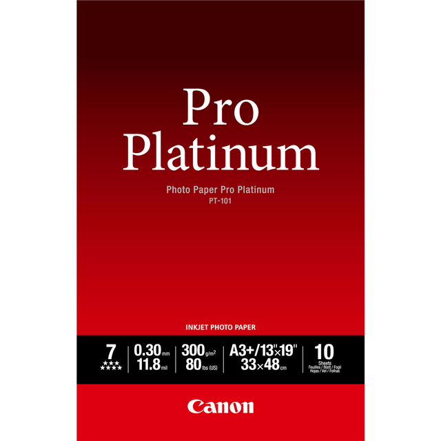 Papel fotográfico Canon PT-101, Pro Platinum A3+ 10 Hojas