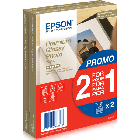 Papel fotográfico Epson Papel Premium Glossy Photo 255 Gr, 10 X 15cm, 40h. Promocion 2x1