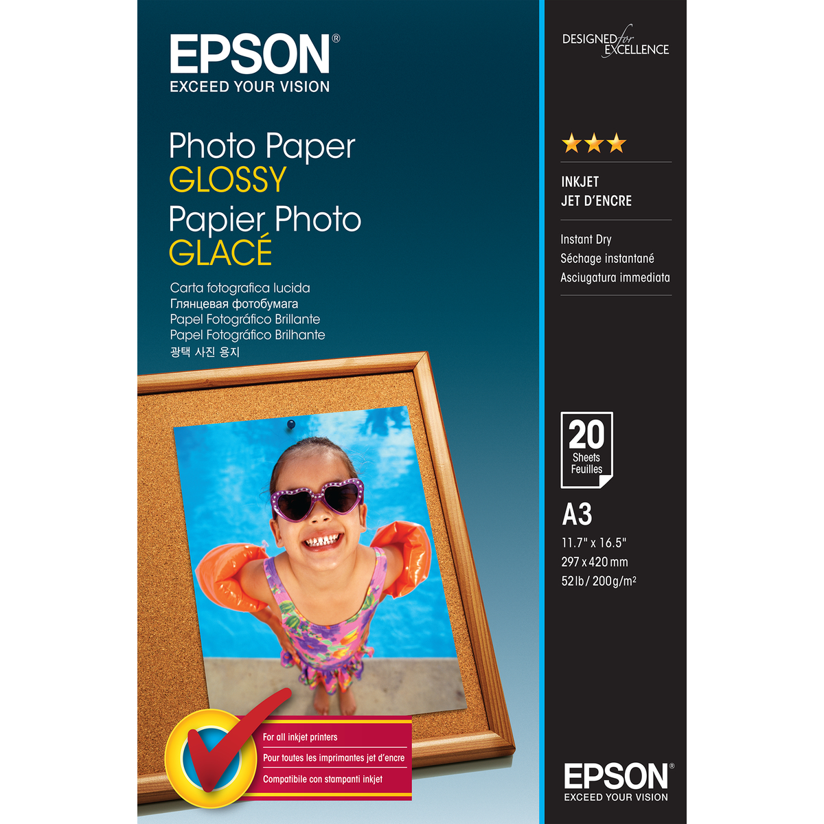 Papel fotográfico Epson Glossy A3 20 Hojas 200 Grs