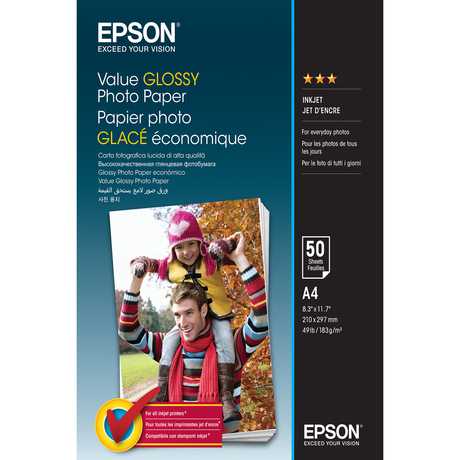 Papel fotográfico Epson Value Glossy Photo Paper - A4 - 50 Hojas