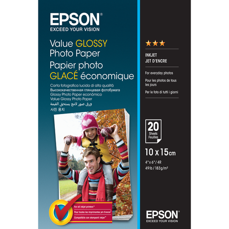 Papel fotográfico Epson Brillante 10x15cm - 20 Hojas