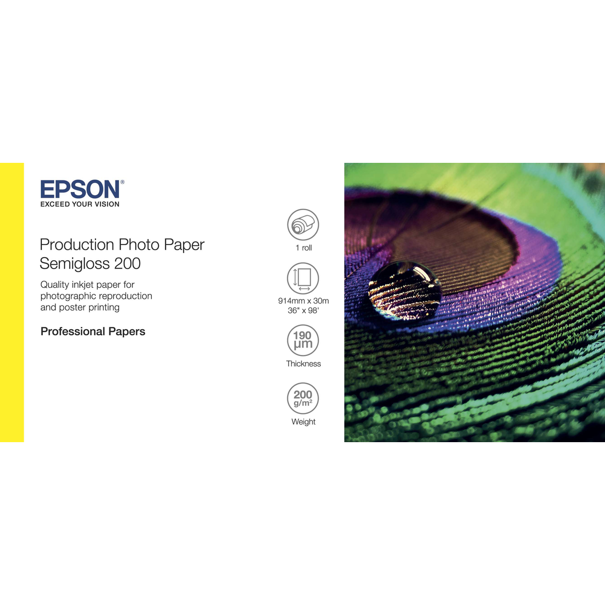 Papel fotográfico Epson Production Photo Paper Semigloss 200 36 X 30m