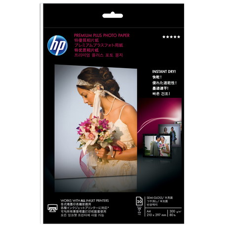 Papel fotográfico HP Papel Inkjet Foto Semiglossy Premium A4 300gr 20Hojas