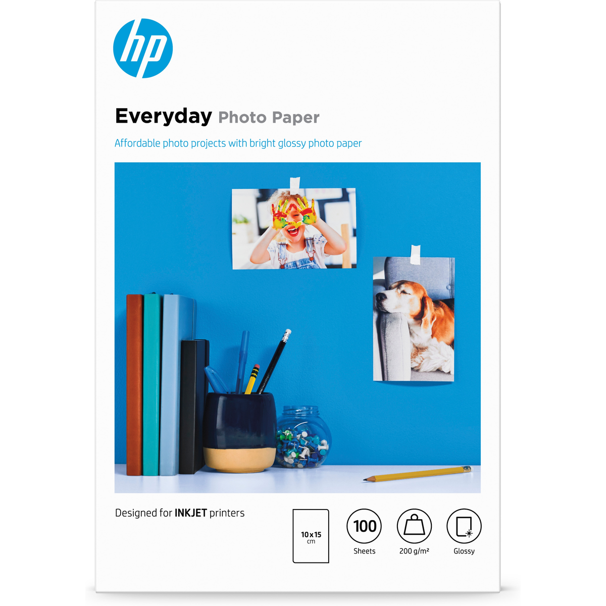 Papel fotográfico HP Glossy Uso Diario, 100 Hojas, 10 X 15cm, 200gr
