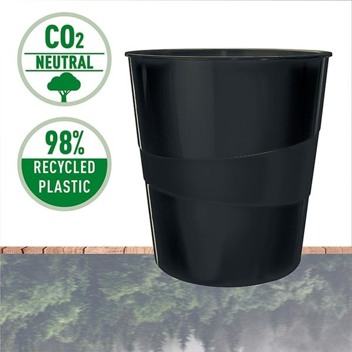 Papelera Leitz Recycle - Plástico - 18 L - Color Negro