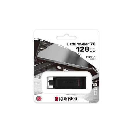 Pendrive Kingston DataTraveler 70 128 GB, embalaje frontal