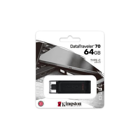Pendrive Kingston DataTraveler 70 64 GB, embalaje frontal