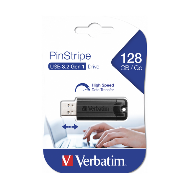 Pendrive Verbatim PinStripe 128 GB Negro