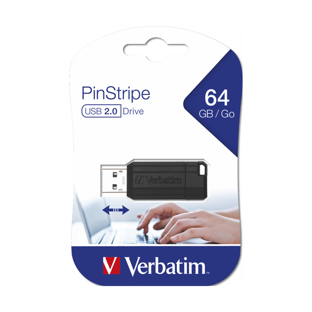 Pendrive Verbatim PinStripe 64 GB USB 2.0 negro