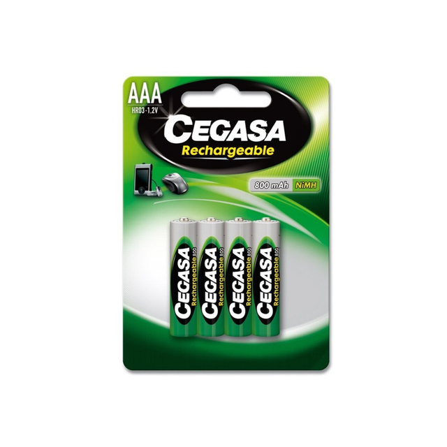 Pila Cegasa Recargable HR03 800 Mah 1 2V BL.4 Uds