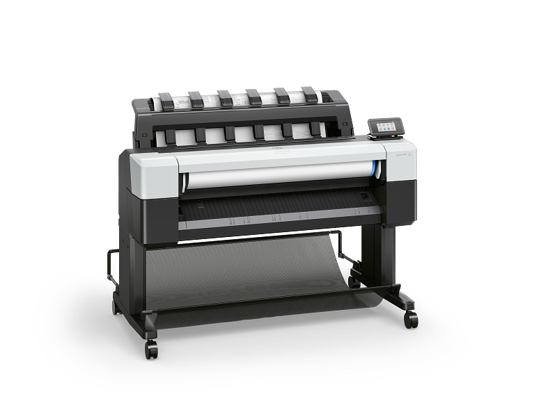 Plotter HP DesignJet T1600 36" Plus Edition — vista lateral en perspectiva