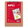 Portapapeles APLI de madera con pinza para hojas A4 y folio