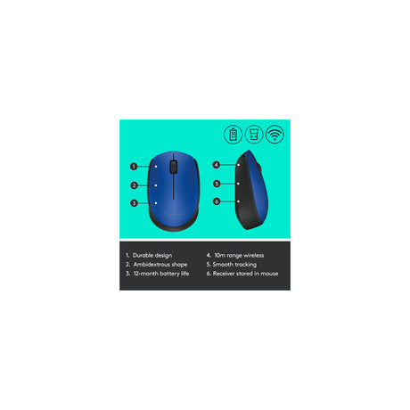 Ratón Logitech M171 inalámbrico azul, vista 12