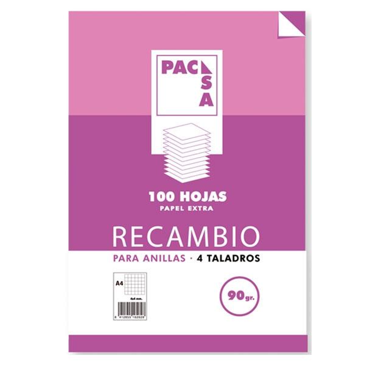 Recambio Pacsa 4 Taladros 100h 90g Cuadrícula 4x4 Folio