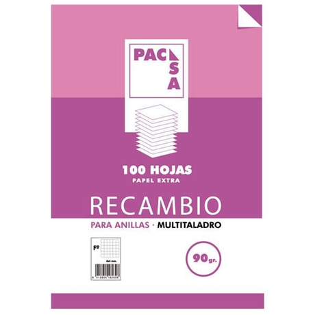 Recambio Pacsa Multitaladro 100h 90g Cuadrícula 4x4 Folio